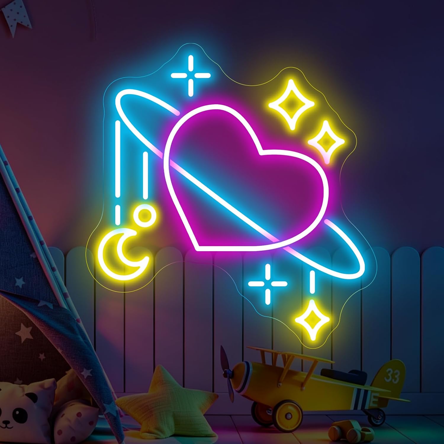 Baby Nursery Wall Lights - Lampu Neon LED Planet Luar Angkasa,