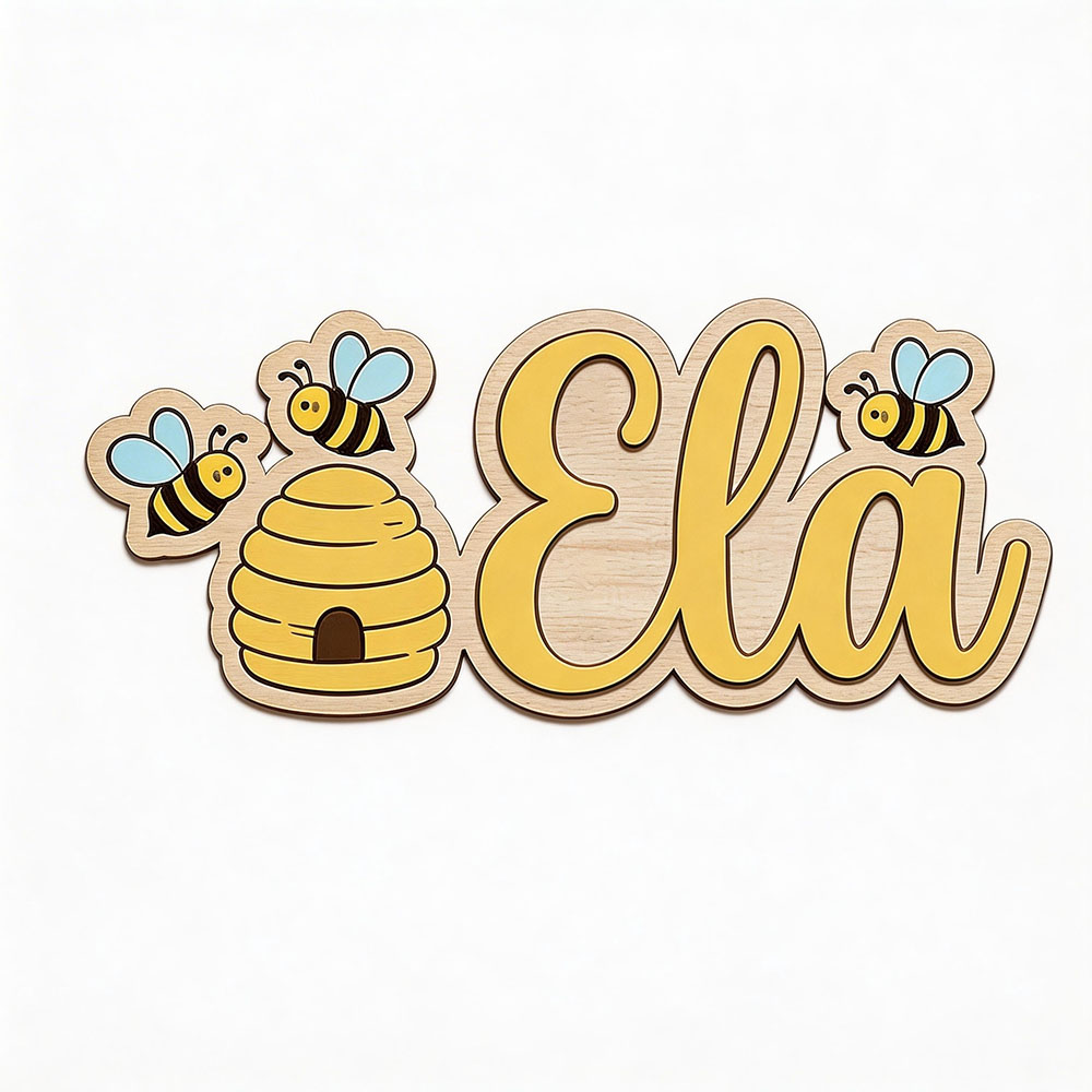 Papan Nama Sarang Lebah Kayu L - Baby Nursery Decor Girl ulasan dan harga